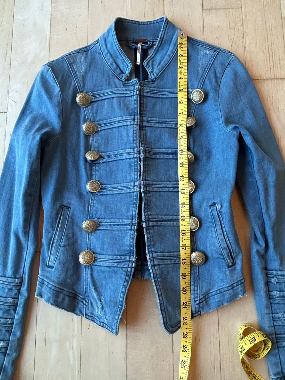 Free People Light Blue Denim Military Jacket Size XS - Picture 13 of 16